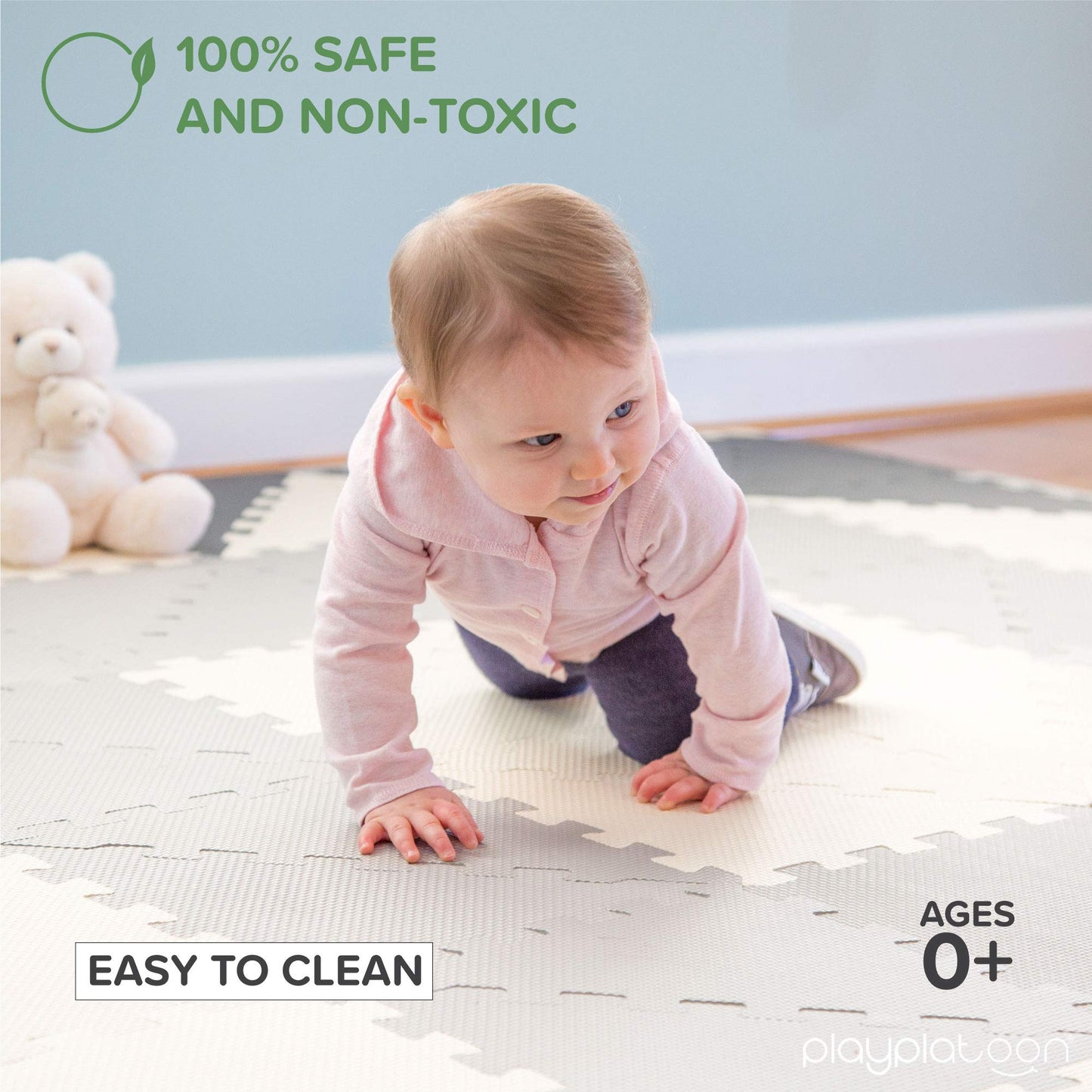 Play Platoon Non-Toxic Extra-Thick 96-Piece Triangle Play Mat – 6x6ft Cushiony Foam Floor Puzzle