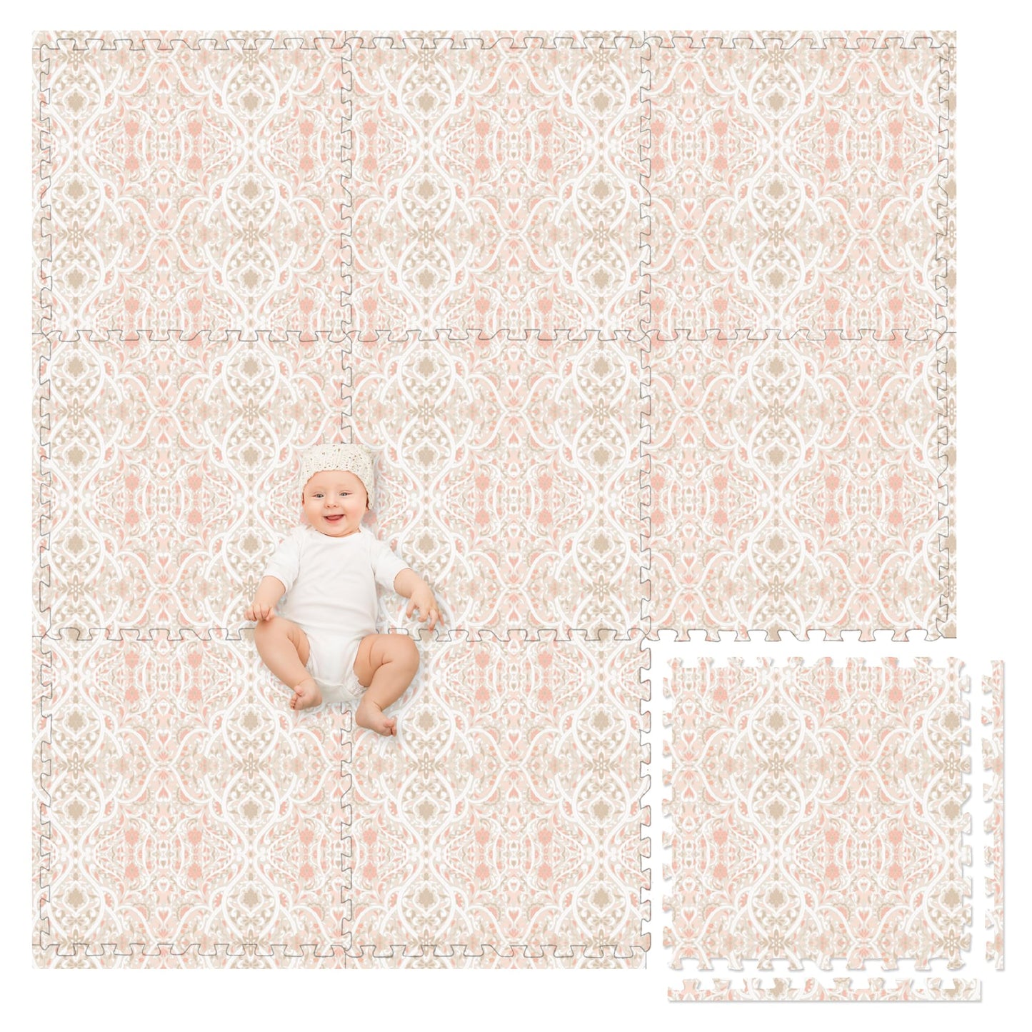 Play Platoon Non-Toxic Large Baby Play Mat – 72 x 72 in Petal Tiles