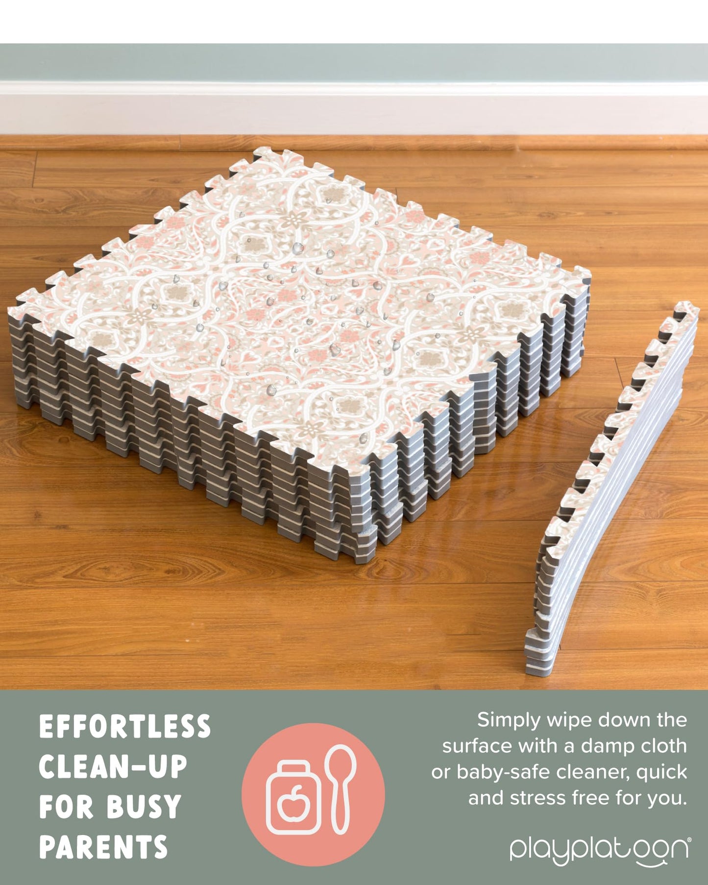 Play Platoon Non-Toxic Large Baby Play Mat – 72 x 72 in Petal Tiles