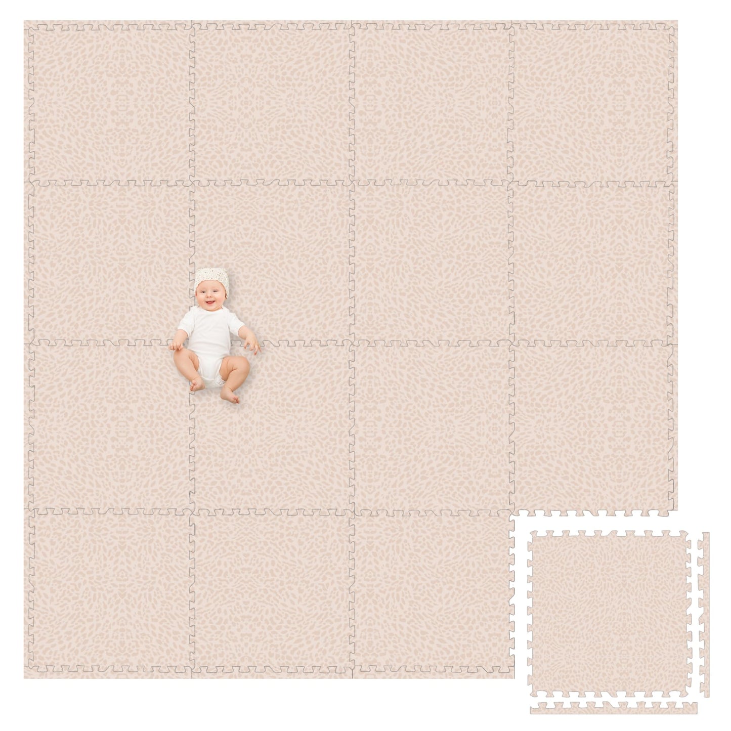 Play Platoon Non-Toxic Large Baby Play Mat – 96 x 96 in Savanna Print, Extra-Thick Interlocking Foam Tiles