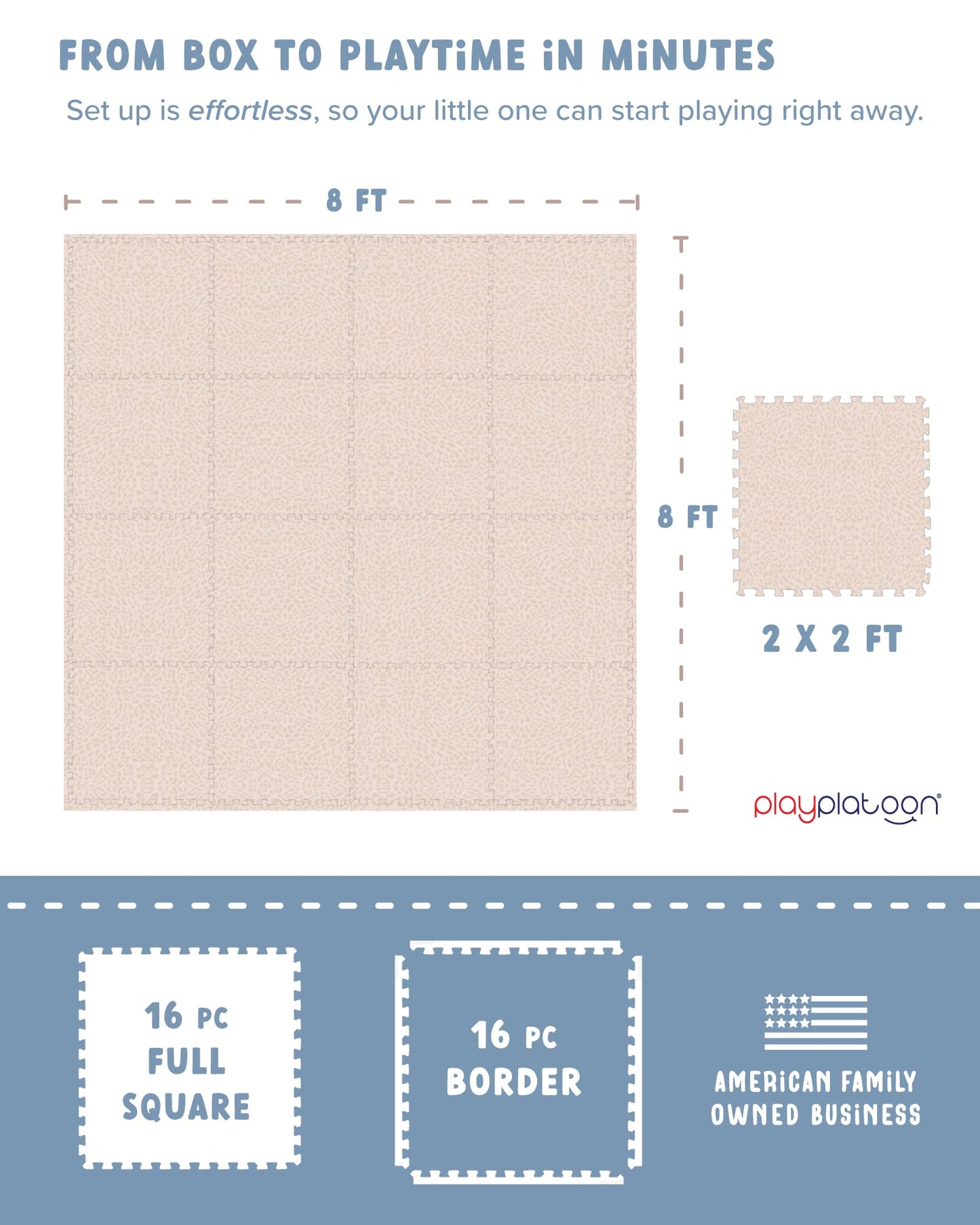 Play Platoon Non-Toxic Large Baby Play Mat – 96 x 96 in Savanna Print, Extra-Thick Interlocking Foam Tiles