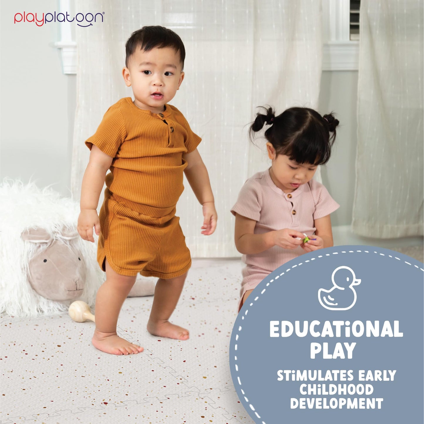 Play Platoon Non-Toxic Large Kids Mats — Extra-Thick 72x72 in Interlocking Tiles (9 Tiles)