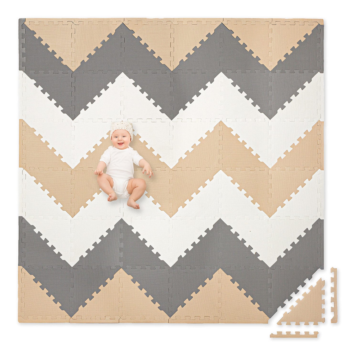 Play Platoon Non-Toxic Extra-Thick 96-Piece Triangle Play Mat – 6x6 ft Cushioned Foam Floor Puzzle
