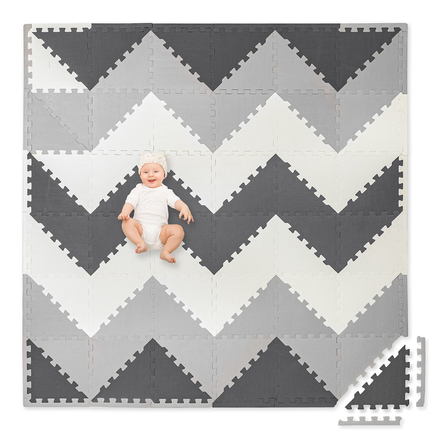 Play Platoon Non-Toxic Extra-Thick 96-Piece Triangle Play Mat – 6x6ft Cushiony Foam Floor Puzzle