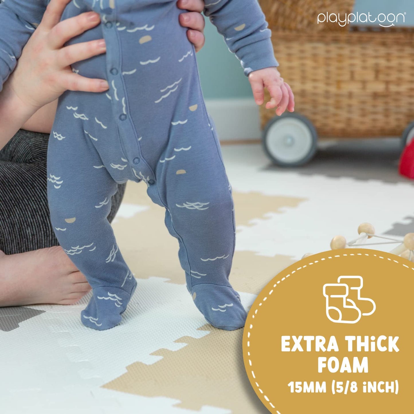 Play Platoon Non-Toxic Extra-Thick 96-Piece Triangle Play Mat – 6x6 ft Cushioned Foam Floor Puzzle