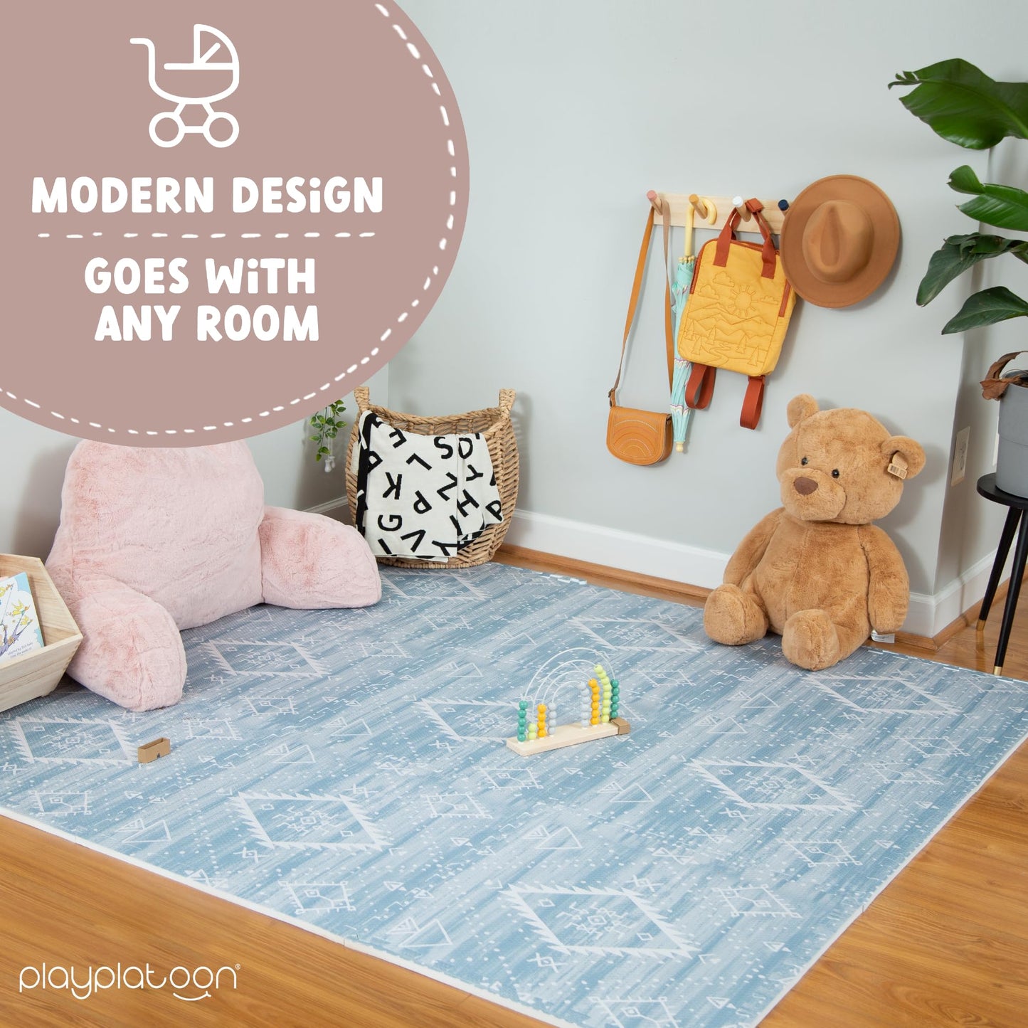 Play Platoon Non-Toxic Large Kids Play Mats for Floor – 72x72 in, 9 Tiles, 5/8 in Thick, Saguaro Print