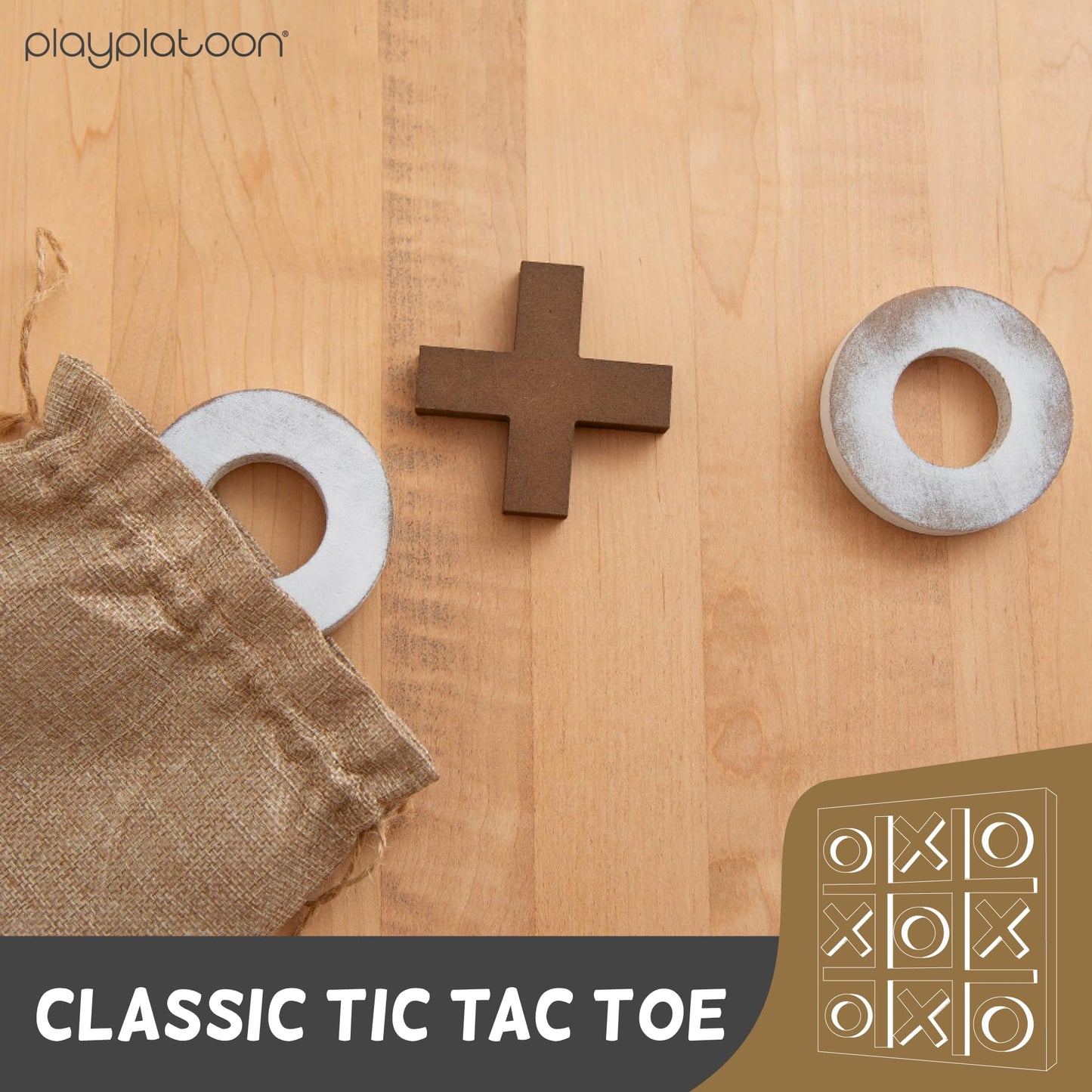 Play Platoon Magnetic Tic Tac Toe Game – Large 13.5-Inch Wall-Mount Board