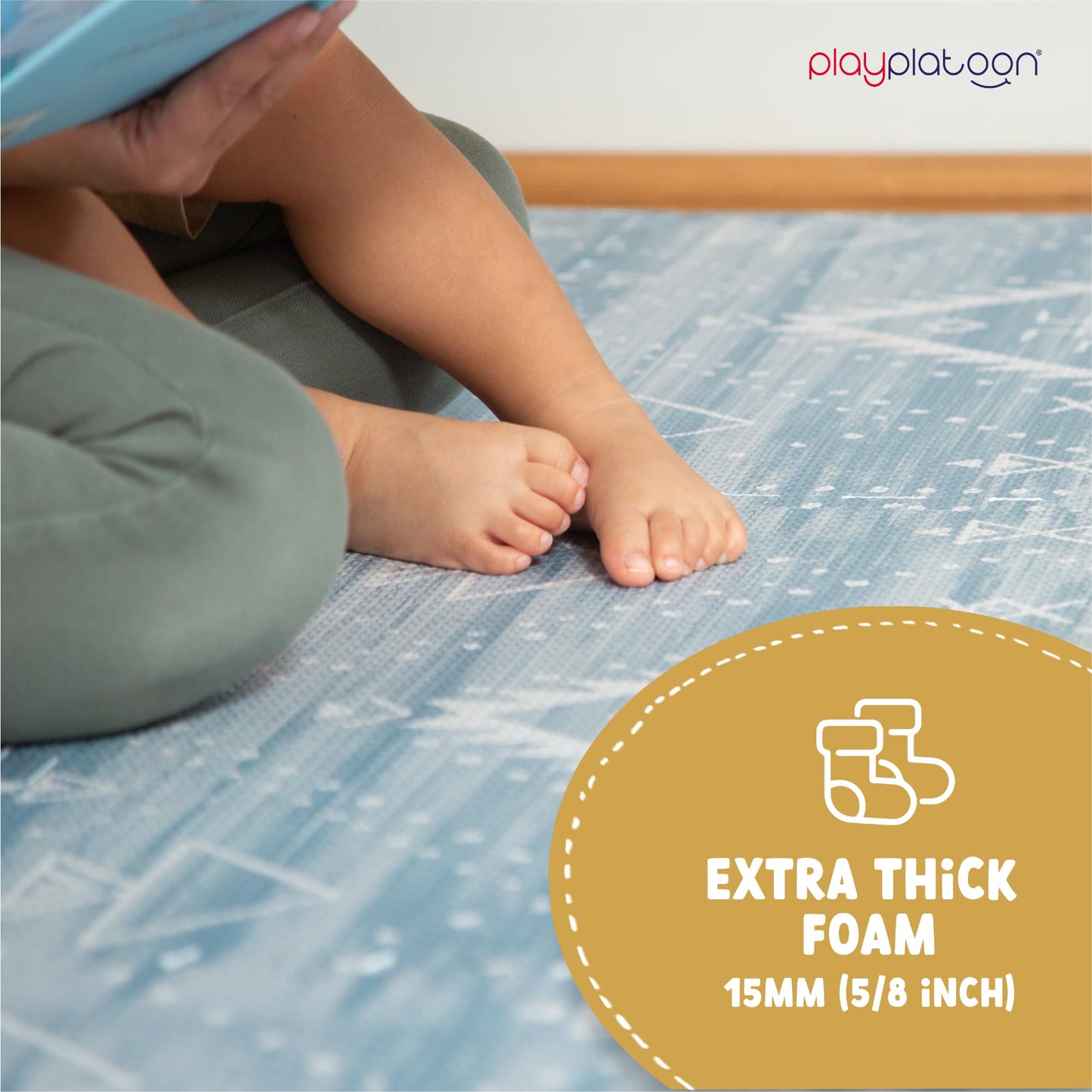 Play Platoon Non-Toxic Large Kids Play Mats for Floor – 72x72 in, 9 Tiles, 5/8 in Thick, Saguaro Print