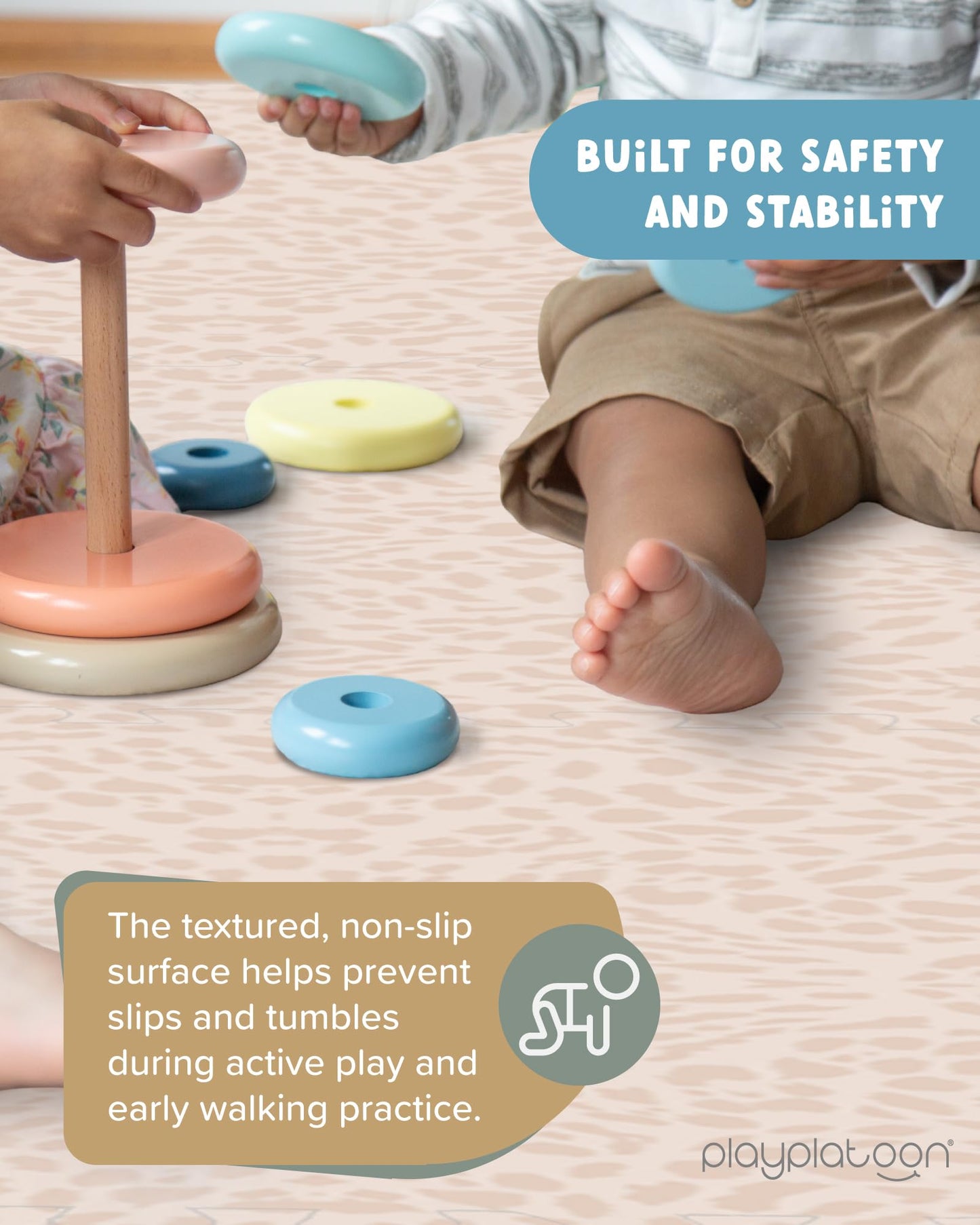 Play Platoon Non-Toxic Large Baby Play Mat – 96 x 96 in Savanna Print, Extra-Thick Interlocking Foam Tiles