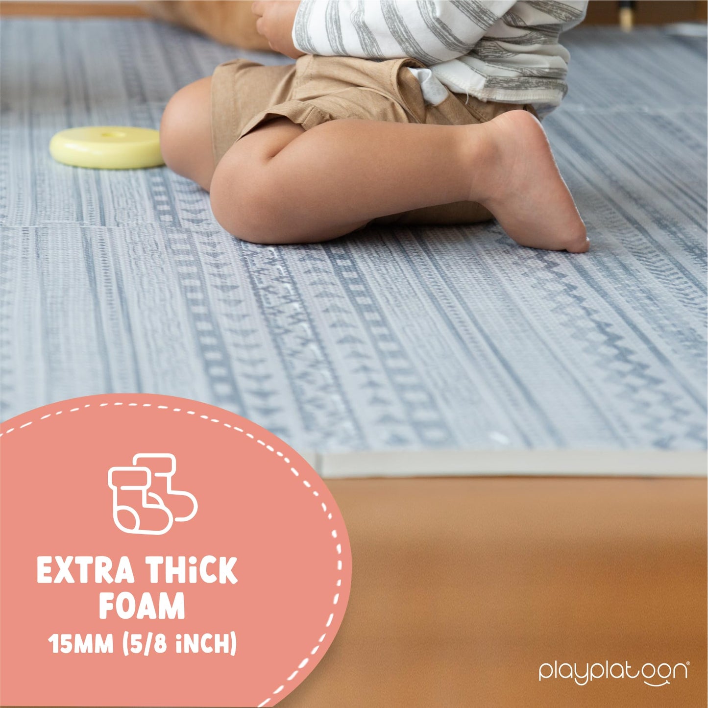 Play Platoon Non-Toxic Large Kids Play Mats – 9 Tiles, 72 x 72 in, 5/8 in Thick, Acadia Print