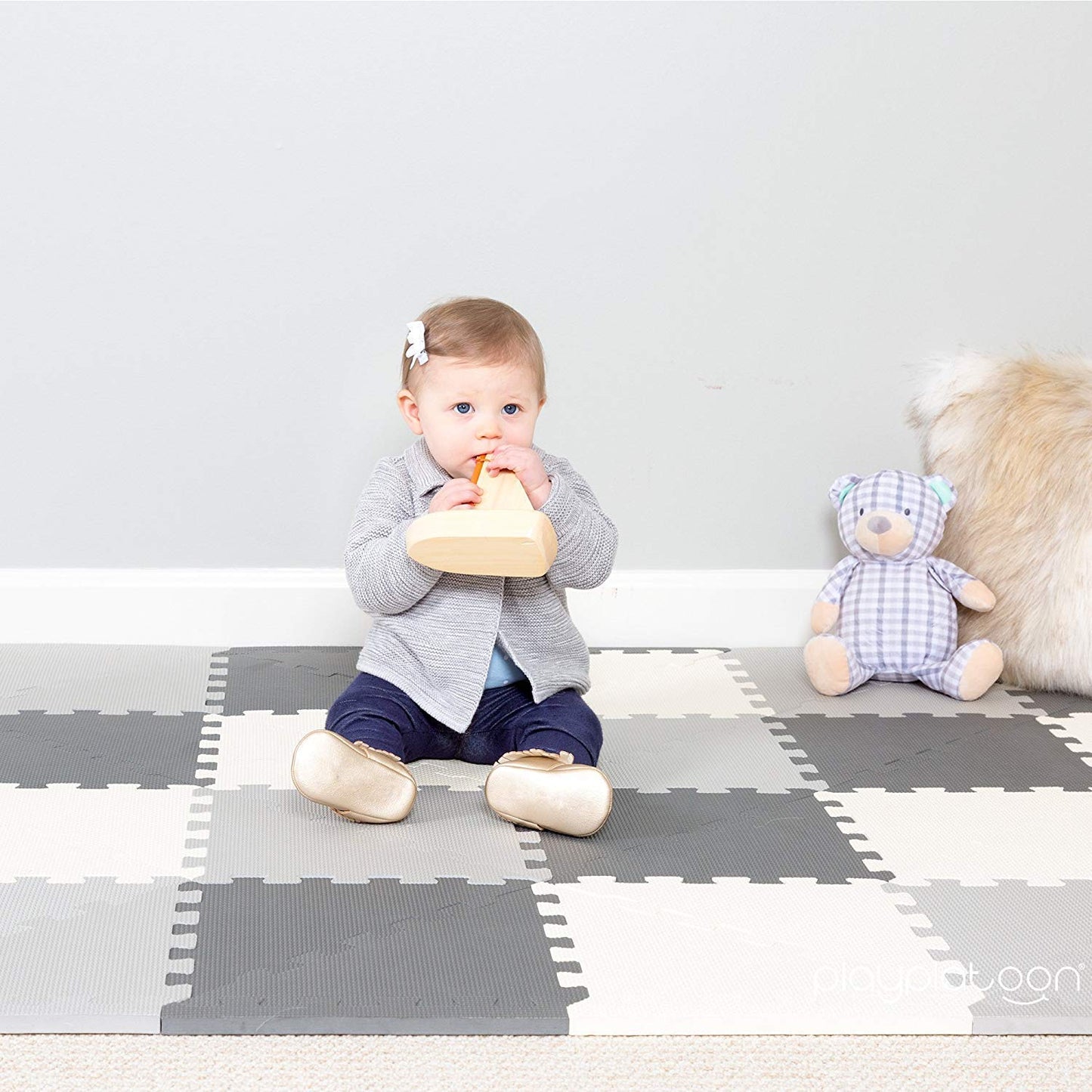 Play Platoon Non-Toxic Extra-Thick 96-Piece Triangle Play Mat – 6x6ft Cushiony Foam Floor Puzzle