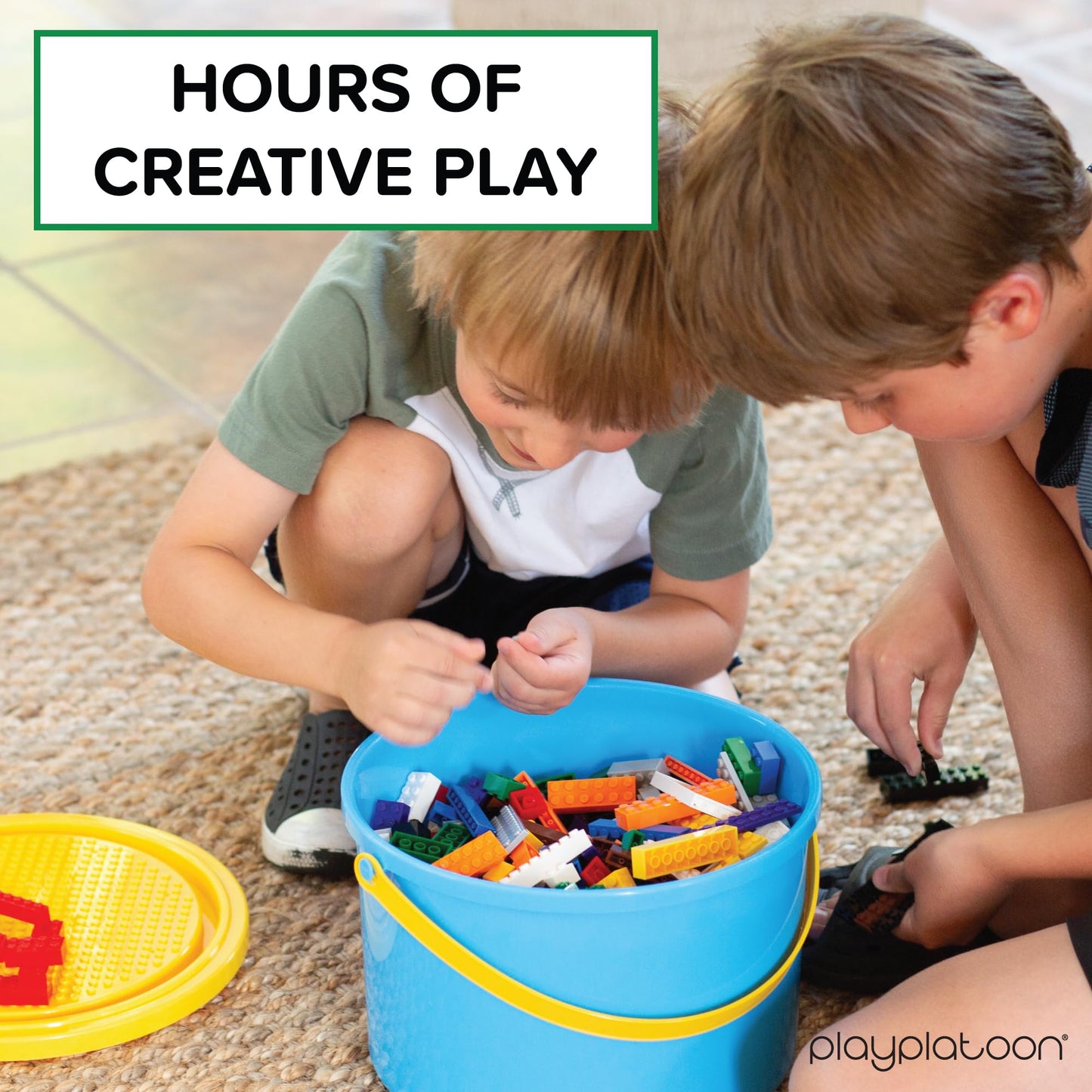 Play Platoon 1100-Piece Building Bricks Set | 14 Shapes, Wheels & Windows | Compatible with Major Brands
