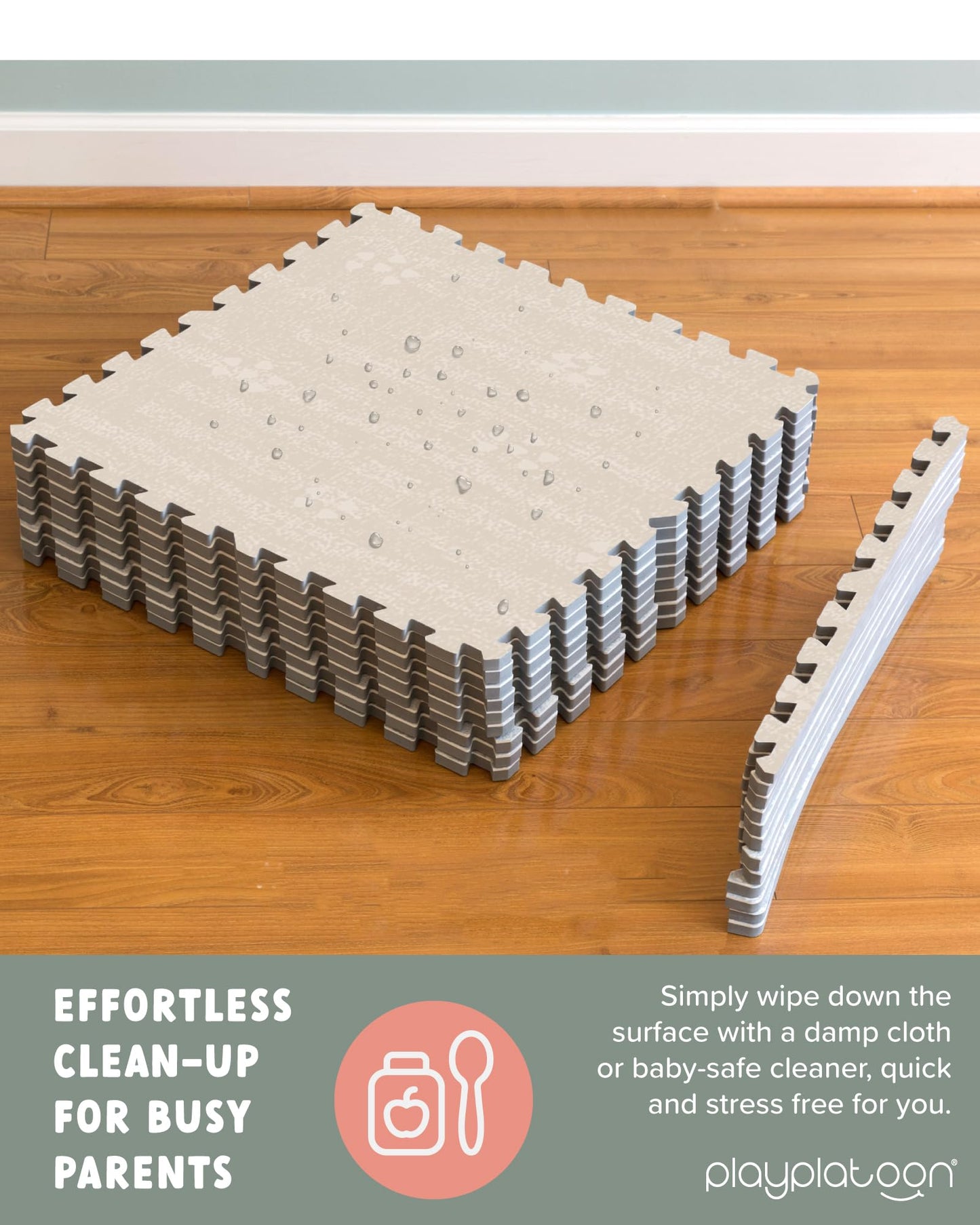 Play Platoon Non-Toxic Large Baby Play Mat – 96 x 96 in Interlocking Foam Tiles (24x24), Extra Thick