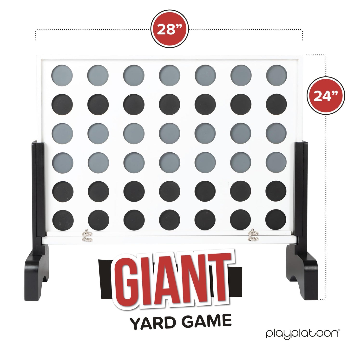 Play Platoon Wooden Giant 4-in-Row Game Outdoor | Jumbo Yard Game with Case, Coins & Rules