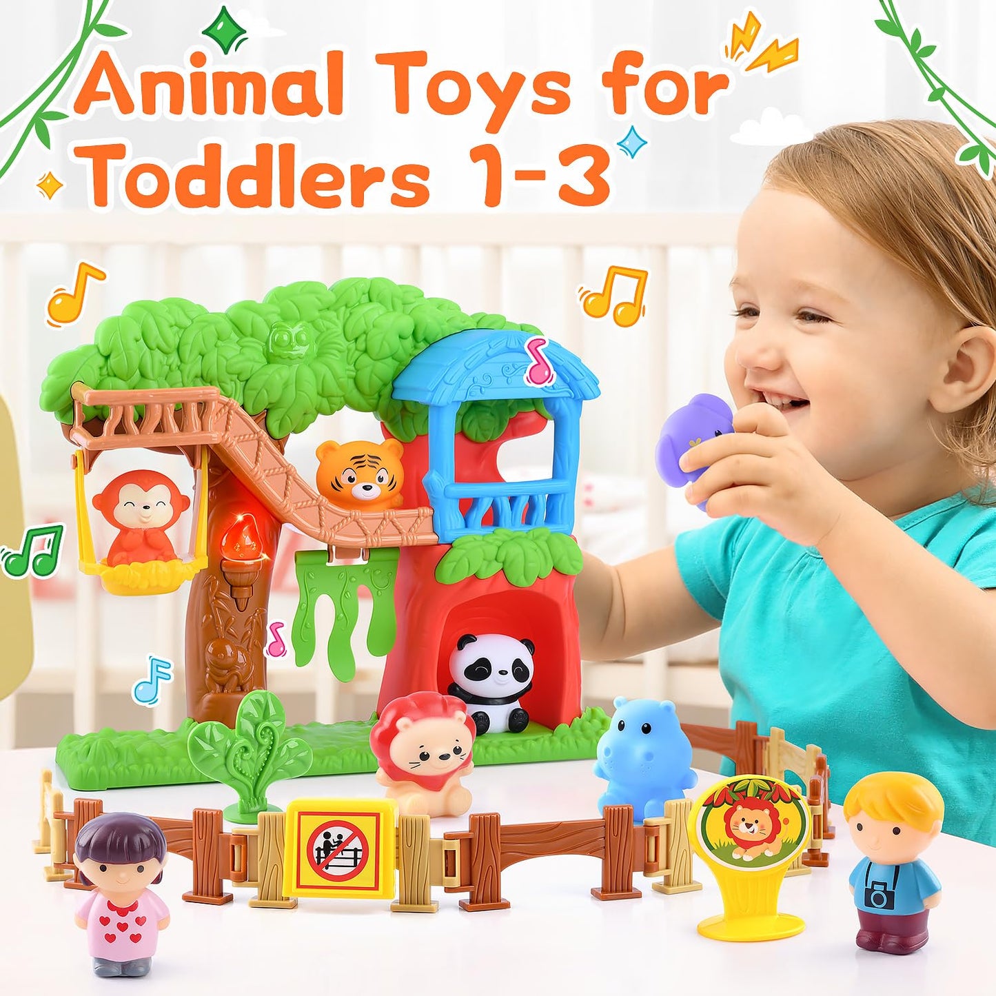 PLAY Safari Animals Figures Playset – 20 Pcs with Lights & Sounds