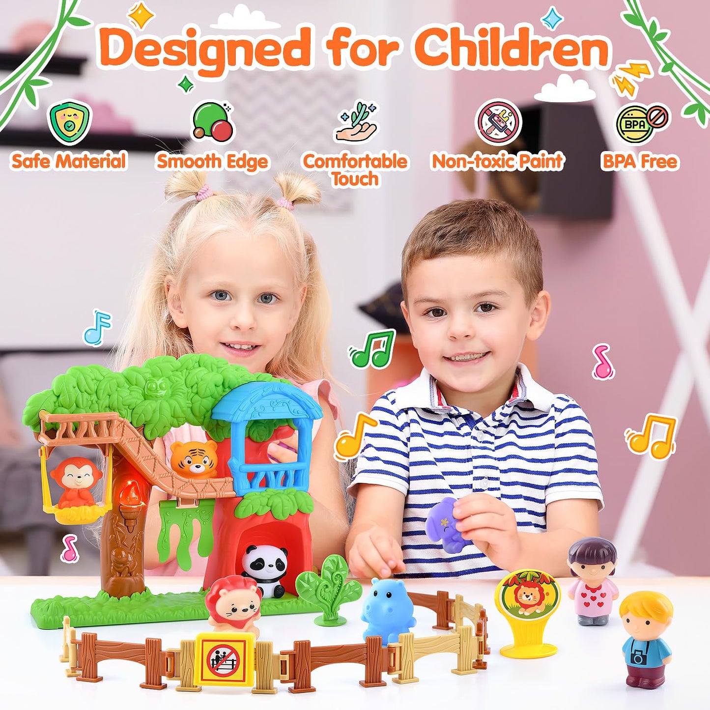 PLAY Safari Animals Figures Playset – 20 Pcs with Lights & Sounds