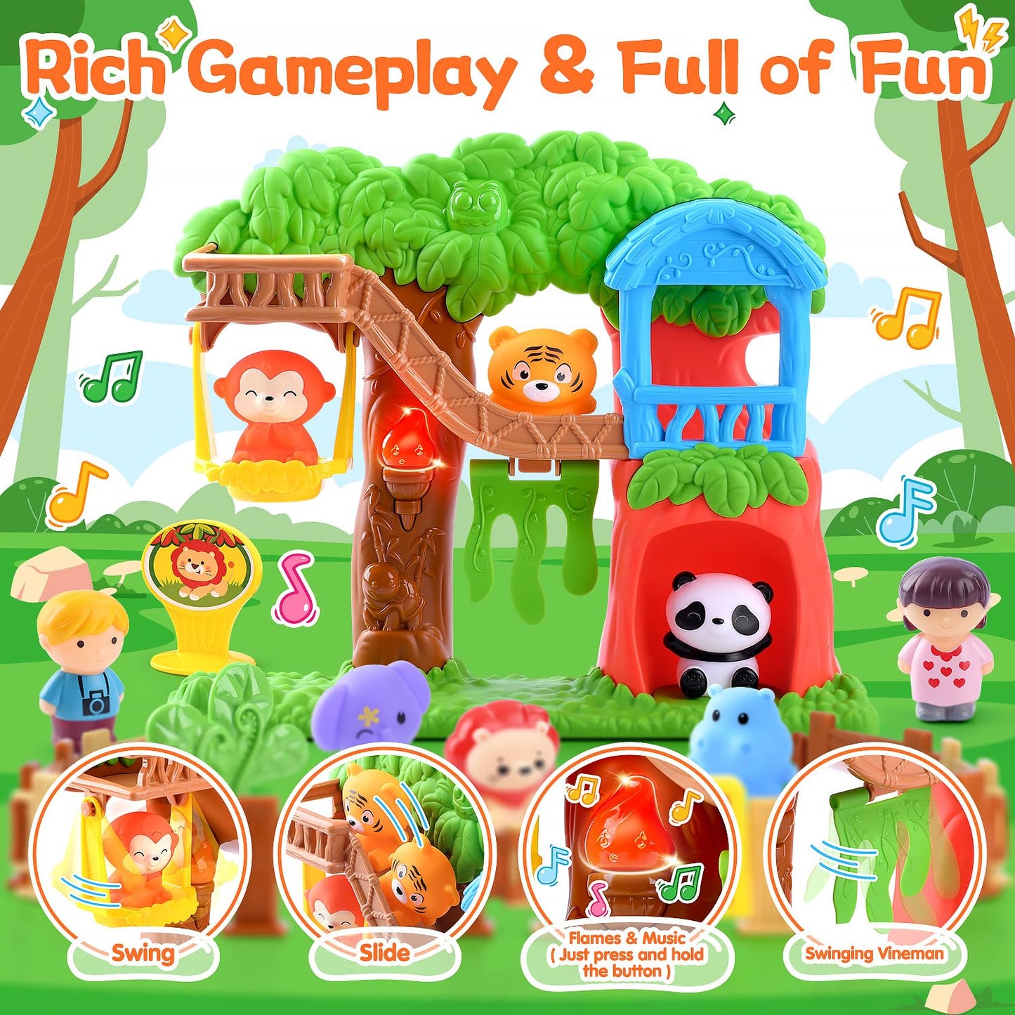 PLAY Safari Animals Figures Playset – 20 Pcs with Lights & Sounds
