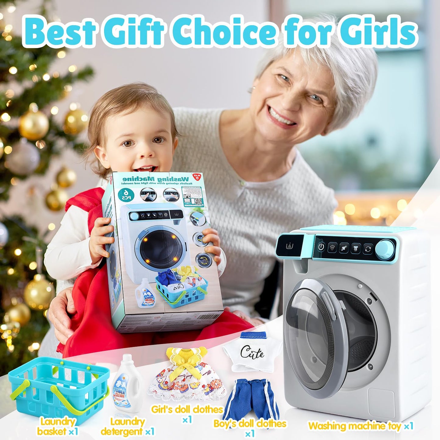 PLAY Kids Toy Washing Machine – Realistic Pretend Washer & Dryer Set