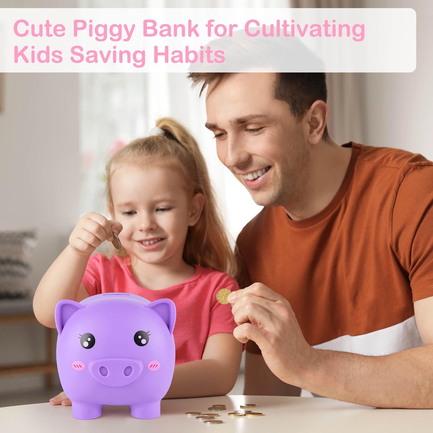 Play Tailor Large Unicorn Piggy Bank for Girls - DIY Stickers Included