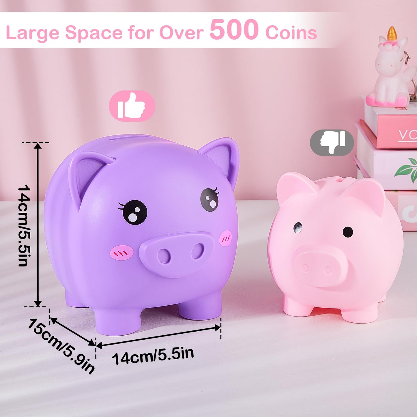 Play Tailor Large Unicorn Piggy Bank for Girls - DIY Stickers Included