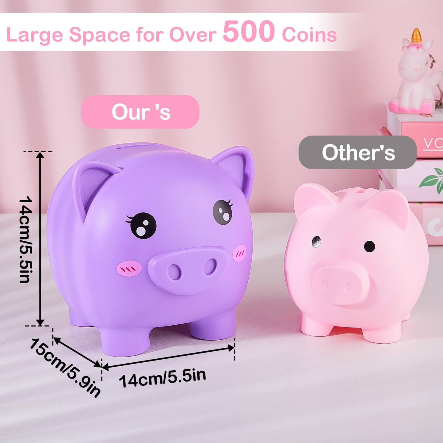 Play Tailor Large Unicorn Piggy Bank for Girls - DIY Stickers Included