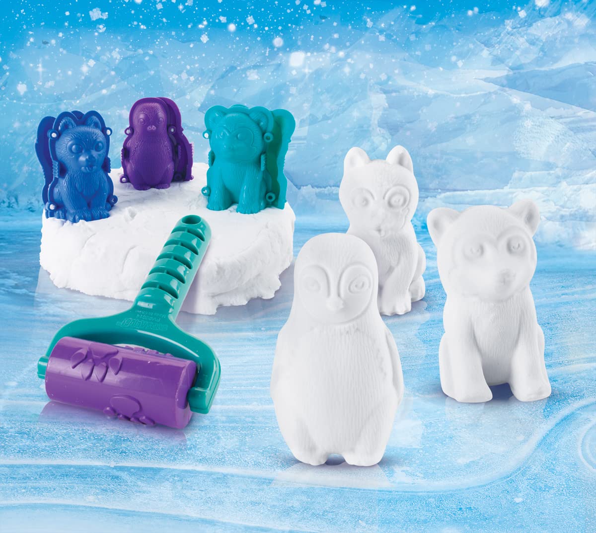 Play Visions Floof Polar Babies Bucket Set Indoor Snow 120g with 3 Molds & Roller
