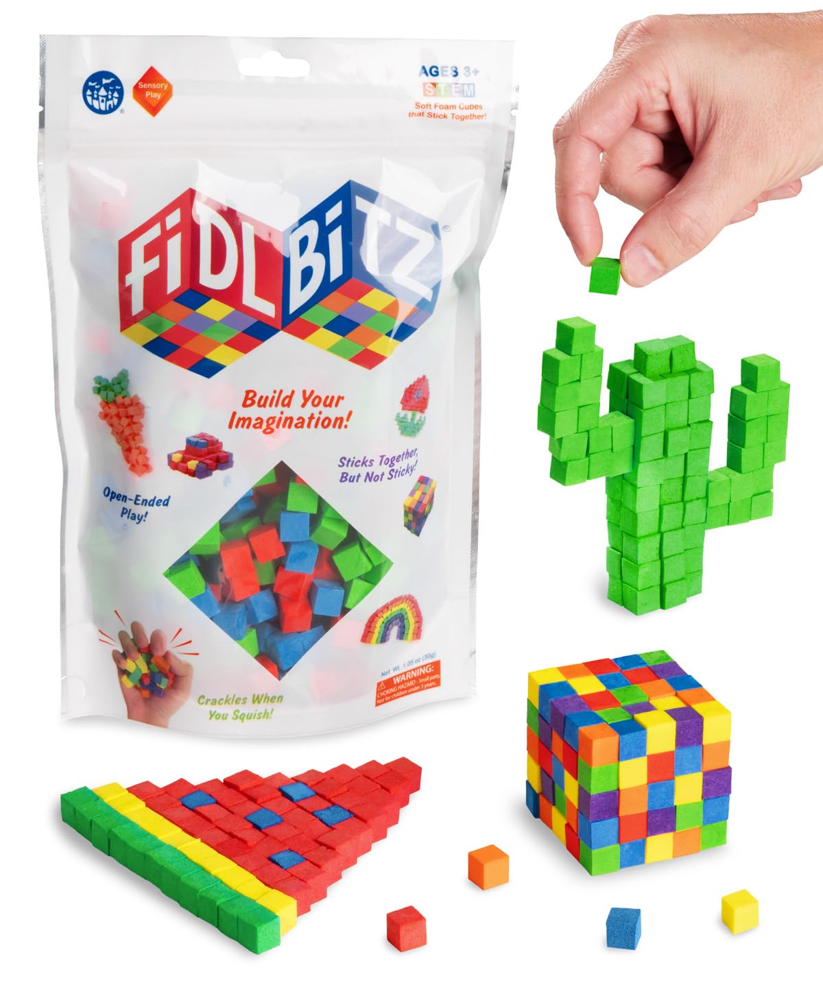 Play Visions FidlBitz® – Revolutionary Cubes That Stick Together (Bag of Bitz)