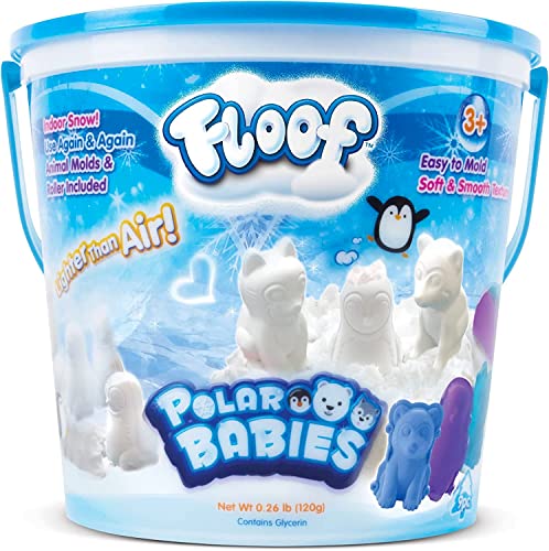 Play Visions Floof Polar Babies Bucket Set Indoor Snow 120g with 3 Molds & Roller