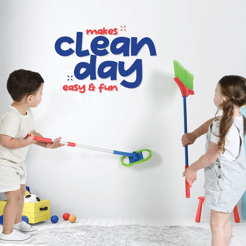Play22 Kids Cleaning Set 4 Piece – Toy Broom, Mop, Brush & Dust Pan for Toddlers