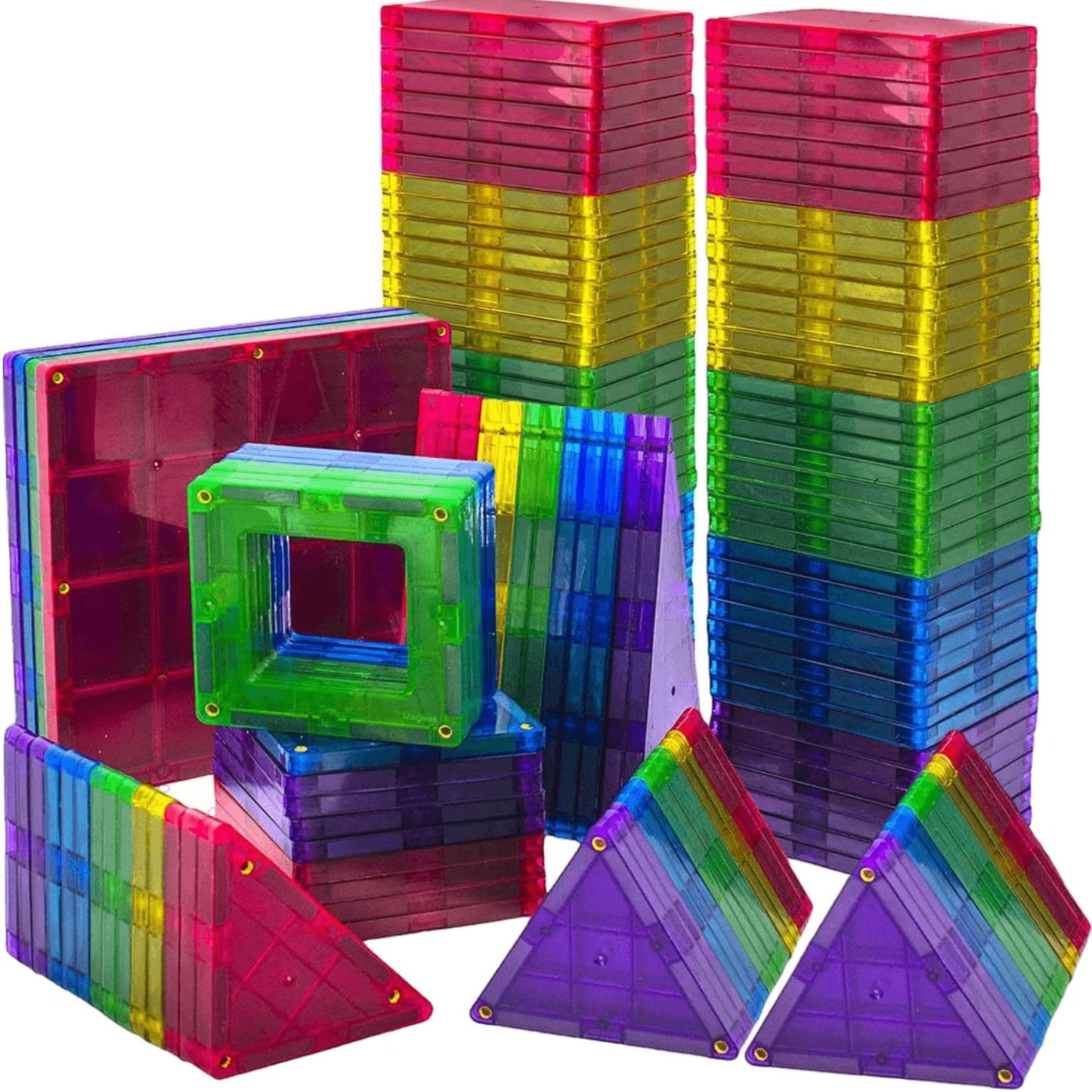 Play22 Magnetic Tiles Building Blocks - 113pcs Advanced STEM Set + Alphabet Cards | Learning by Playing