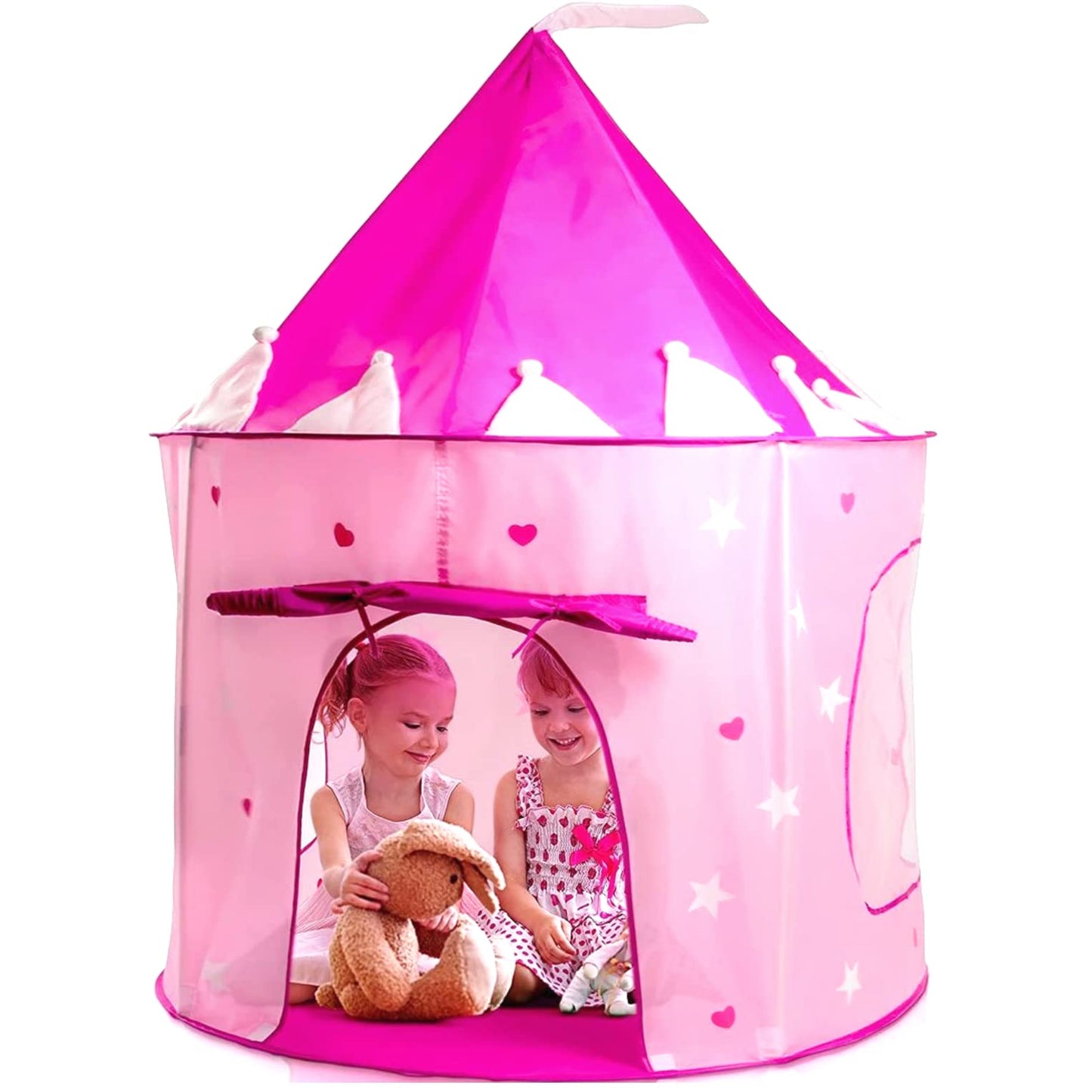 Play22 Play Tent Princess Castle Pink — Glow-in-the-Dark Stars, Portable Pop-Up Indoor/Outdoor