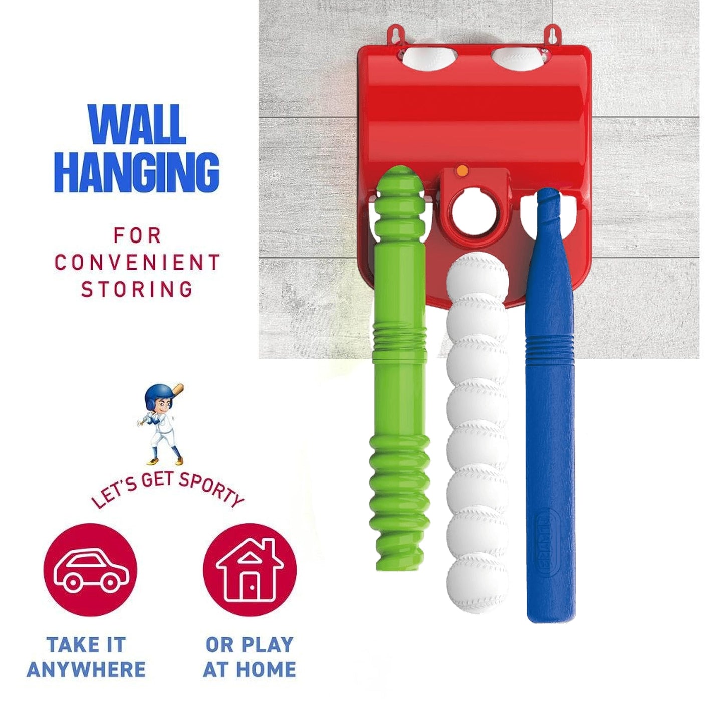 Play22 T Ball Set for Toddlers – 23in Batting Tee, 8 Balls, Wall-Mount Stand