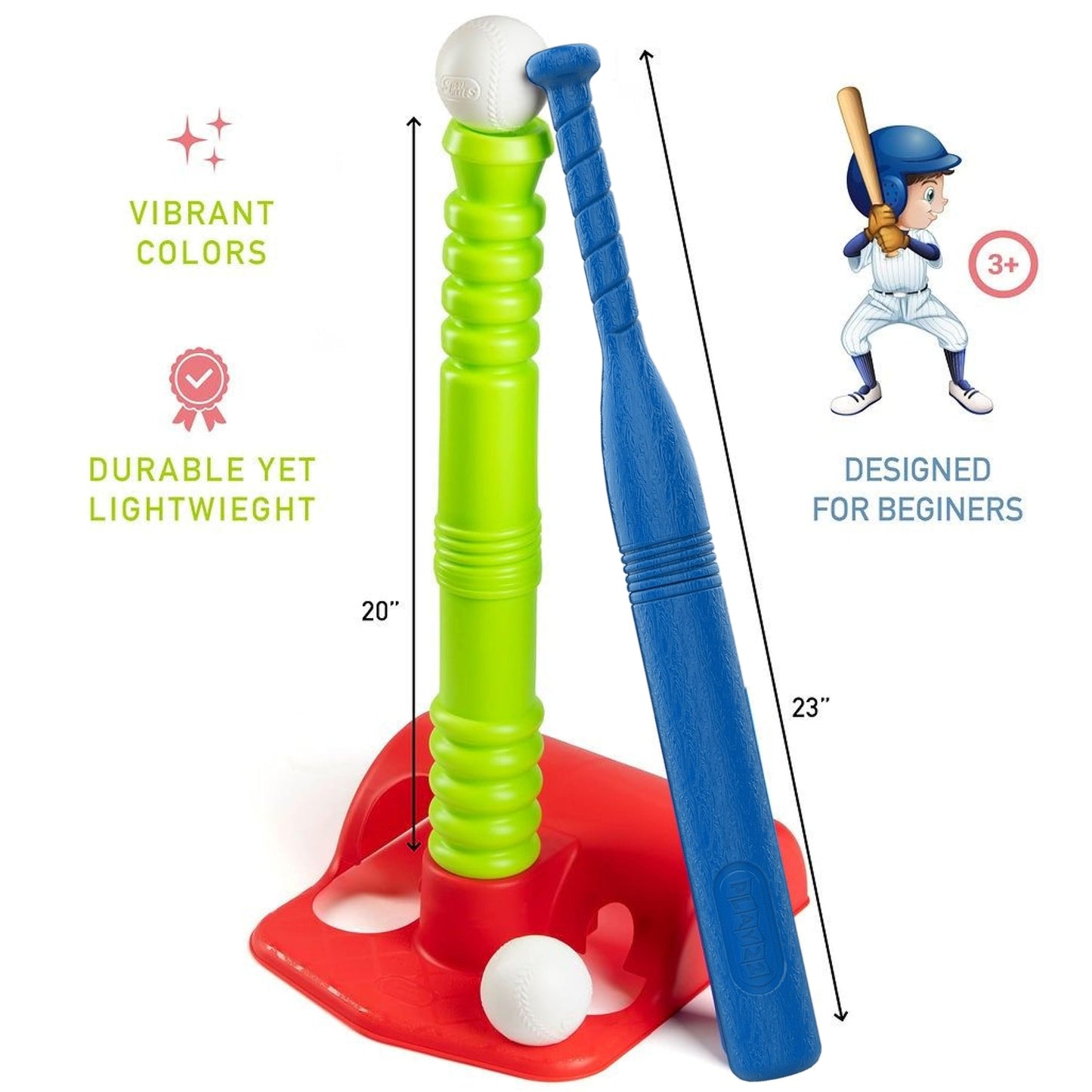 Play22 T Ball Set for Toddlers – 23in Batting Tee, 8 Balls, Wall-Mount Stand
