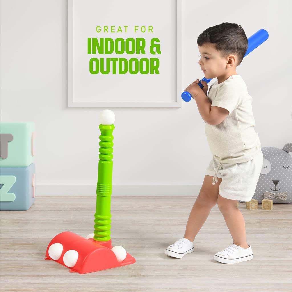 Play22 T Ball Set for Toddlers – 23in Batting Tee, 8 Balls, Wall-Mount Stand