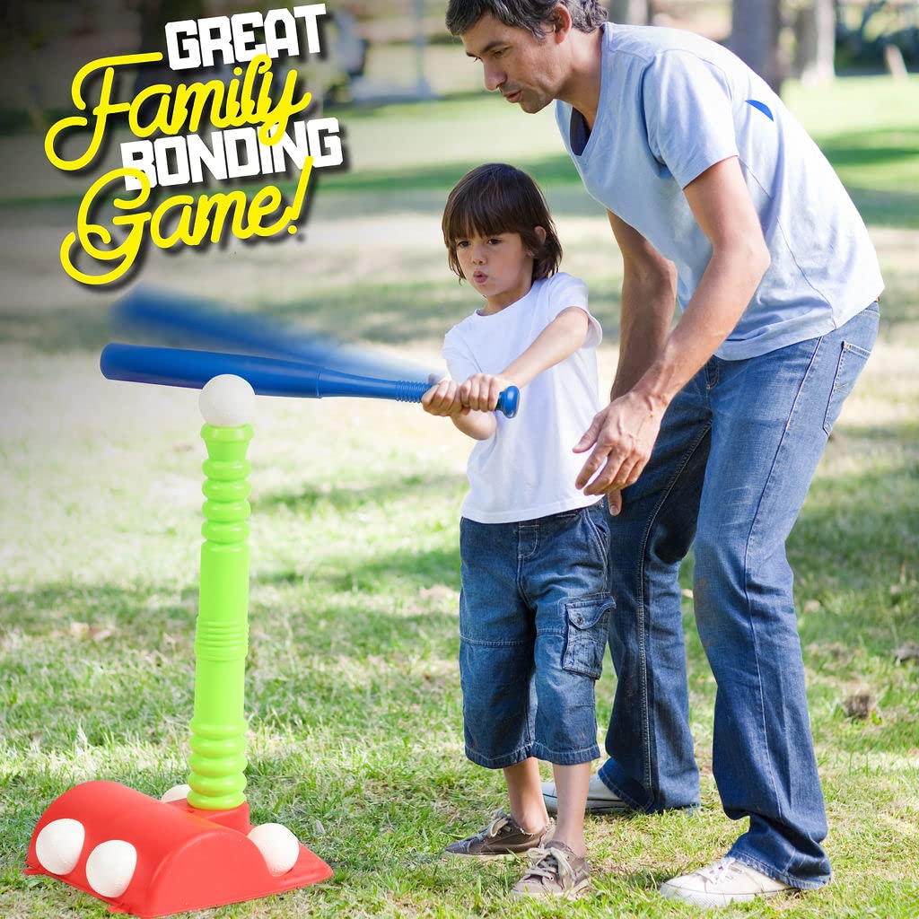 Play22 T Ball Set for Toddlers – 23in Batting Tee, 8 Balls, Wall-Mount Stand