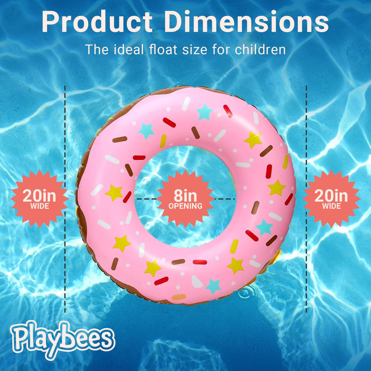 Playbees Sprinkle Donut Pool Floats – 4 Pack, 20-Inch