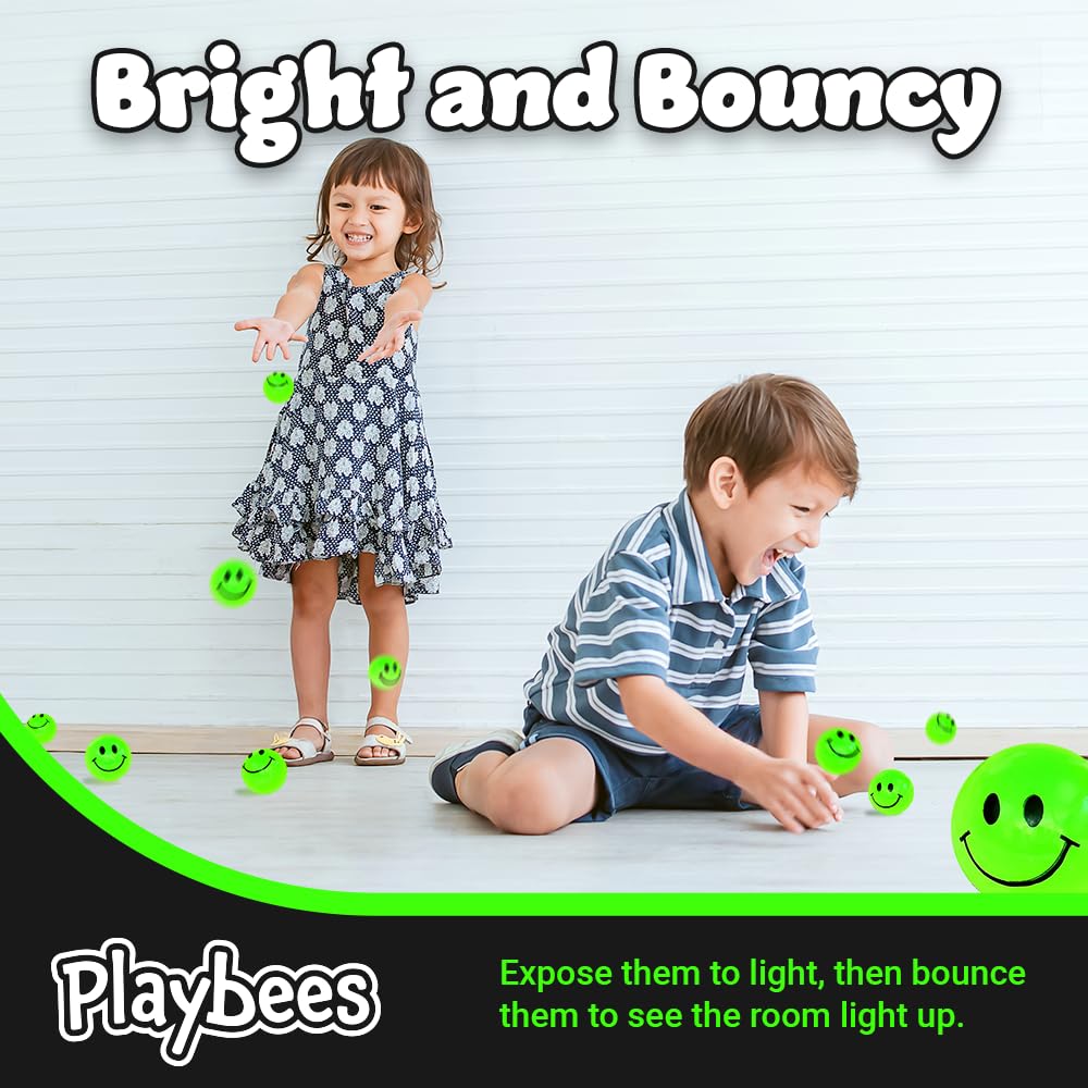 Playbees Glow in the Dark Bouncy Balls Bulk – 144 Pack, 1 inch, High Bounce, Safe & Durable