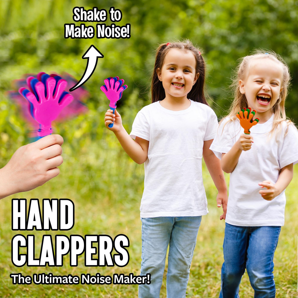 Playbees Colorful Hand Clappers 12 Pack 7-Inch Noisemakers for Parties Birthdays Graduations