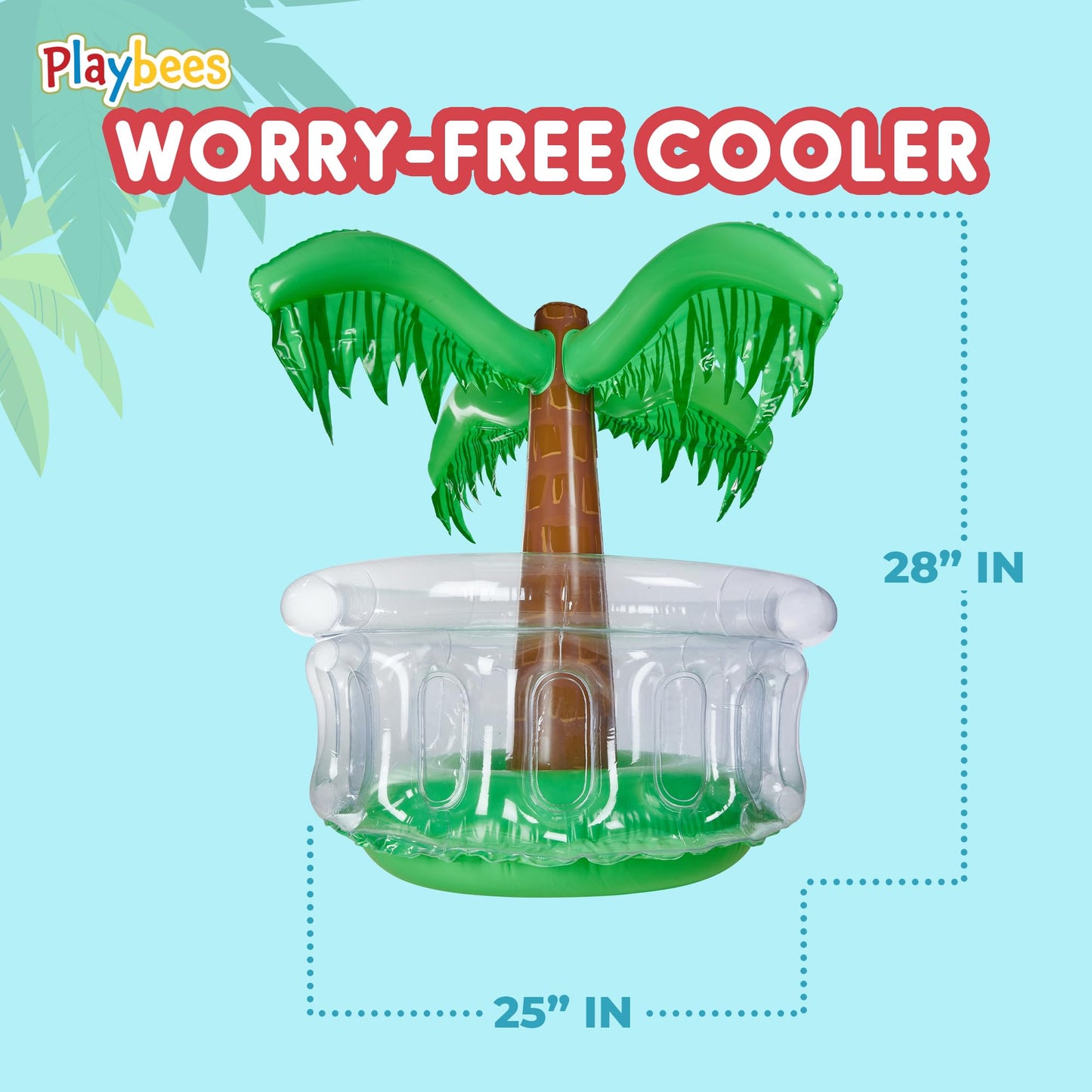 Playbees Inflatable Palm Tree Cooler 28 Inch - Blow Up Palm Tree Party Cooler for Pool Luau & Summer Parties