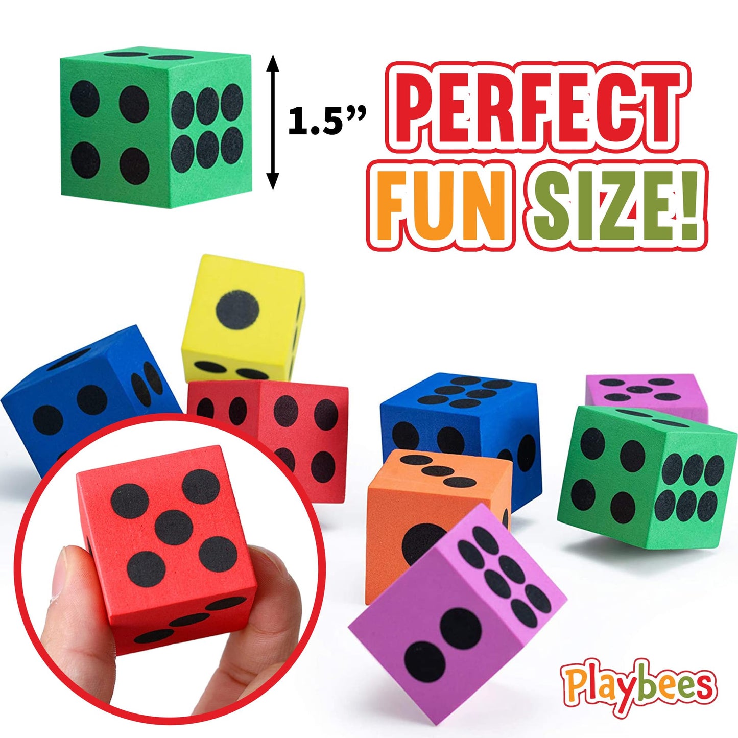 Playbees Big Foam Dice Set (12-Pack) – Jumbo Colorful Classroom & Party Dice