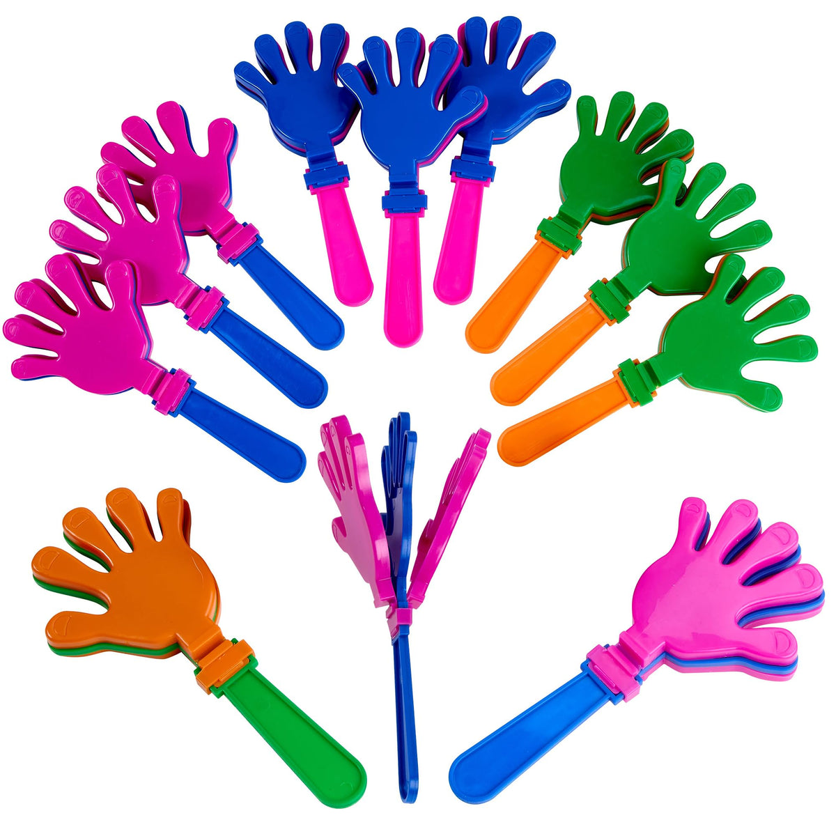 Playbees Colorful Hand Clappers 12 Pack 7-Inch Noisemakers for Parties Birthdays Graduations