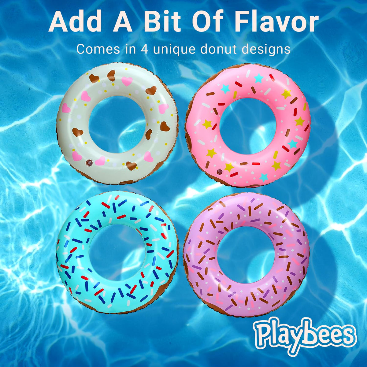 Playbees Sprinkle Donut Pool Floats – 4 Pack, 20-Inch
