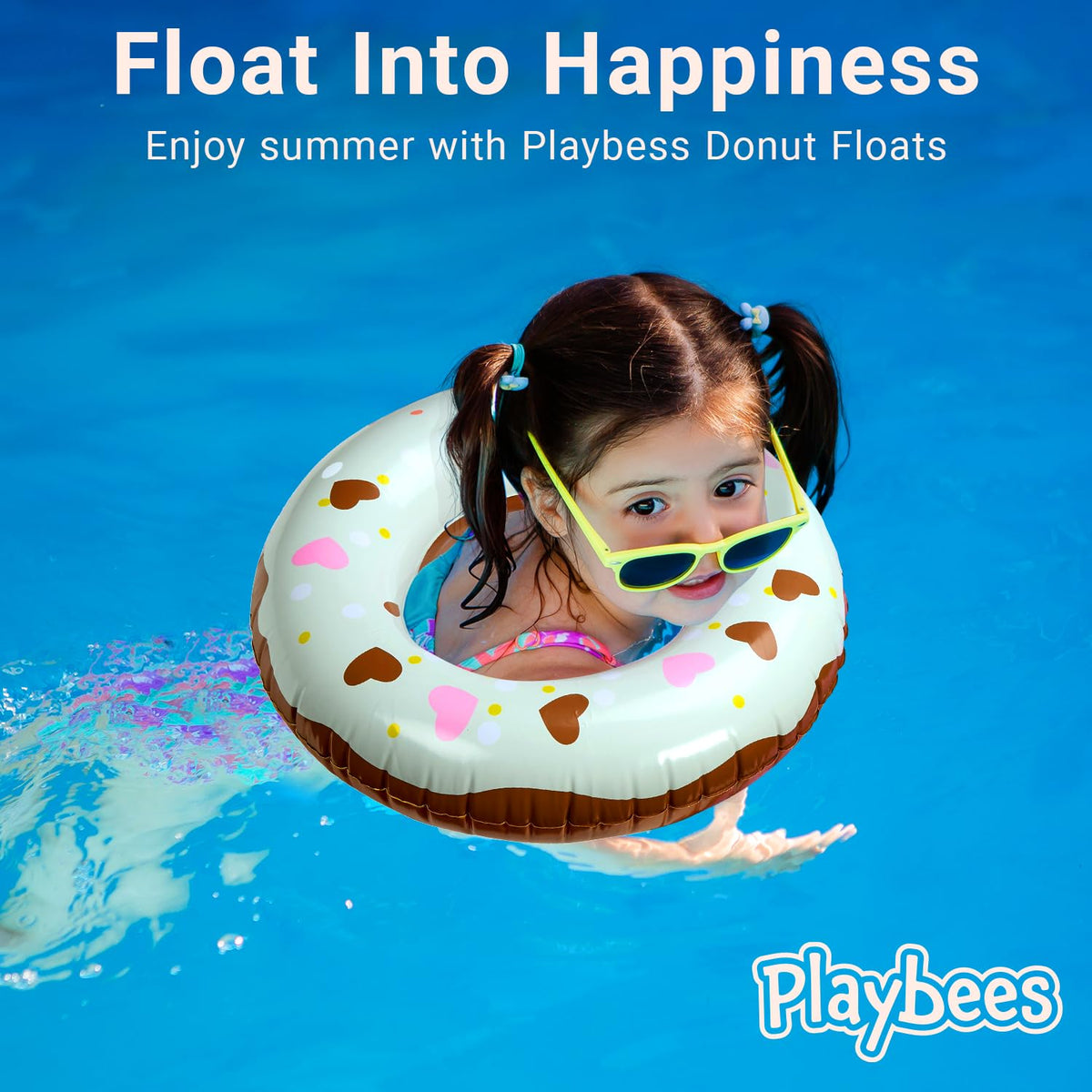 Playbees Sprinkle Donut Pool Floats – 4 Pack, 20-Inch