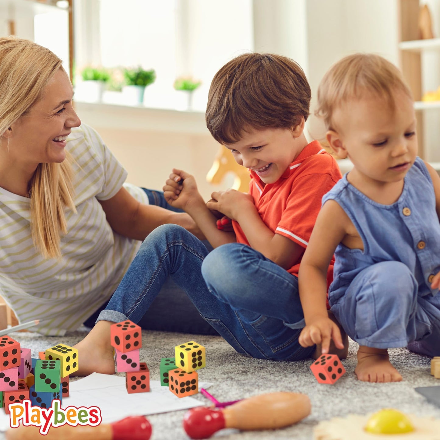 Playbees Big Foam Dice Set (12-Pack) – Jumbo Colorful Classroom & Party Dice