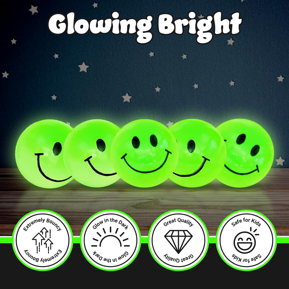 Playbees Glow in the Dark Bouncy Balls Bulk – 144 Pack, 1 inch, High Bounce, Safe & Durable