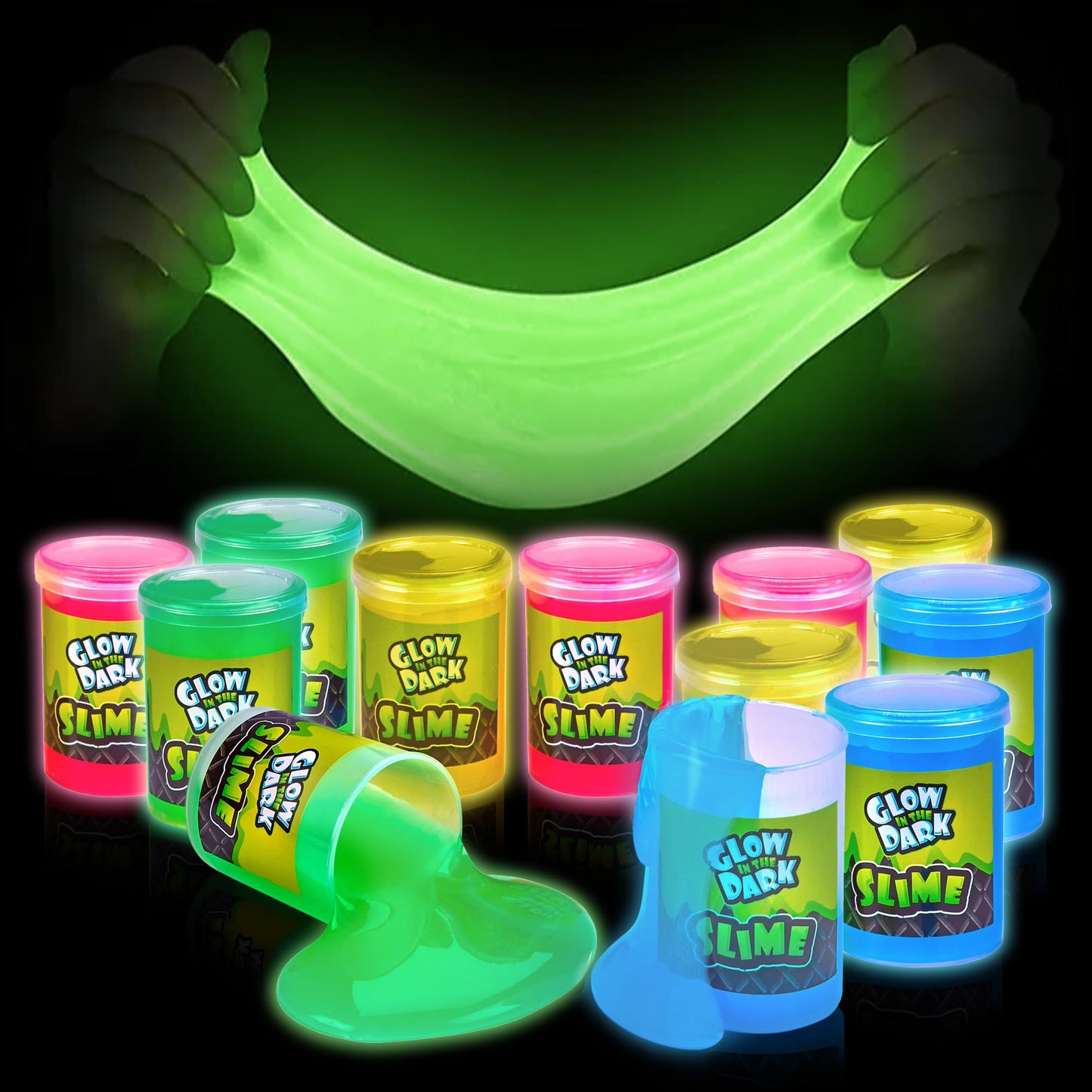 Playbees Glow in The Dark Slime – 24 Pack Neon Party Favors for Kids (Ages 5+)