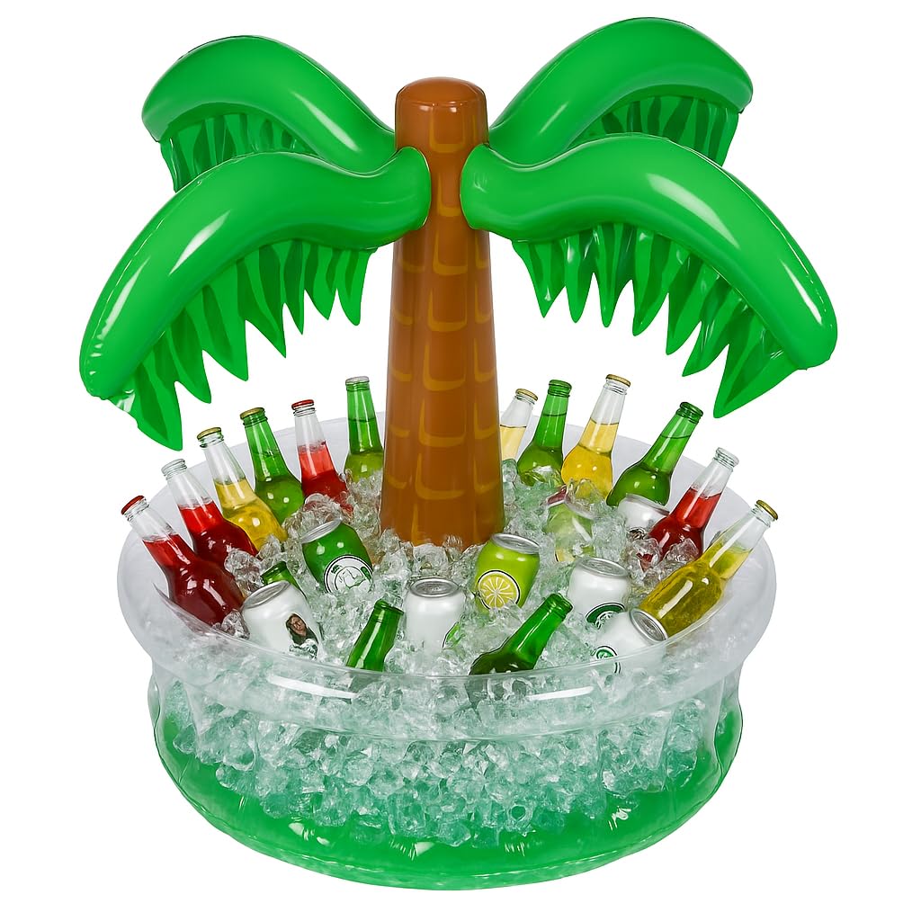 Playbees Inflatable Palm Tree Cooler 28 Inch - Blow Up Palm Tree Party Cooler for Pool Luau & Summer Parties