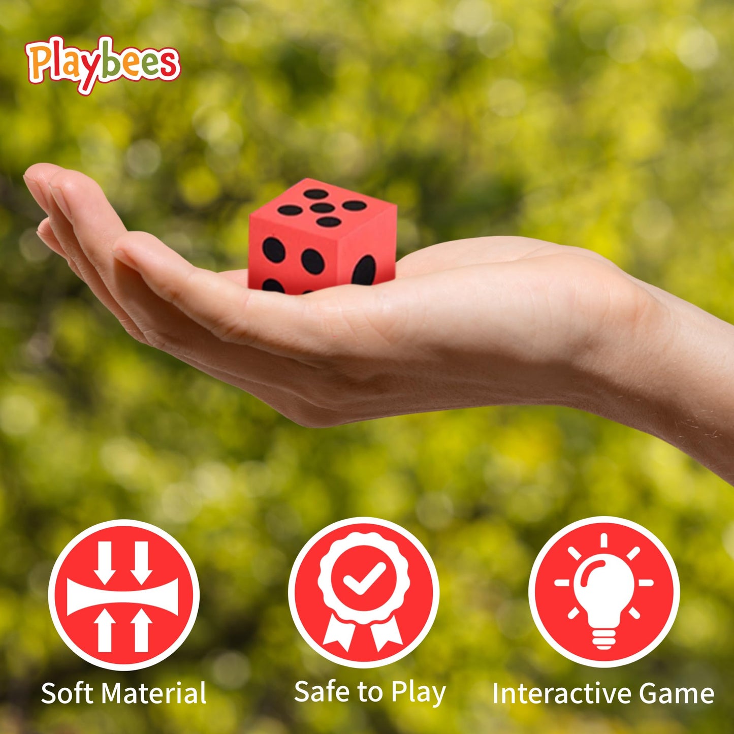 Playbees Big Foam Dice Set (12-Pack) – Jumbo Colorful Classroom & Party Dice