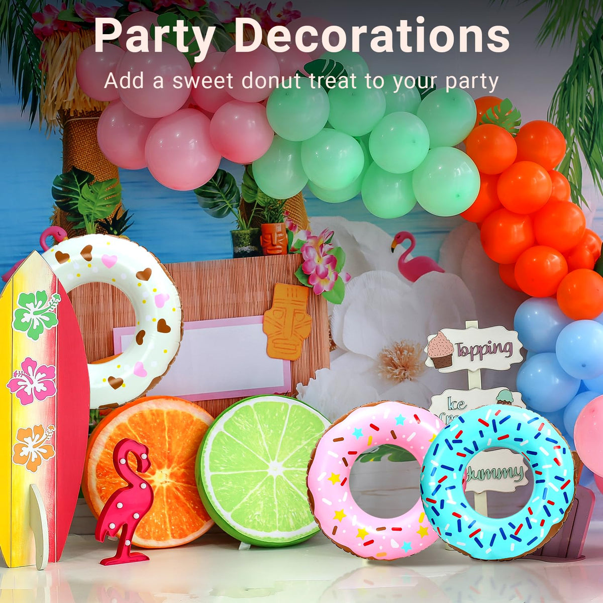 Playbees Sprinkle Donut Pool Floats – 4 Pack, 20-Inch