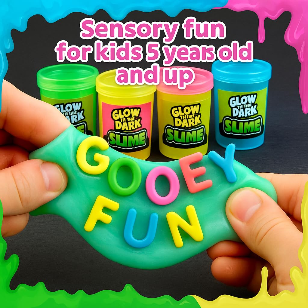 Playbees Glow in The Dark Slime – 24 Pack Neon Party Favors for Kids (Ages 5+)